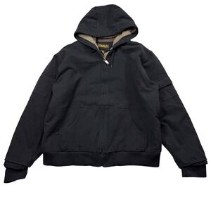 Stanley Mens XL Black Canvas Sherpa Lined Hooded Work Jacket Bomber Coat
